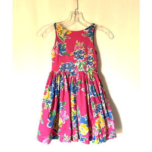POLO Ralph Lauren Girls Dress 6 Pink Sleeveless Aline Knee Floral Lined
